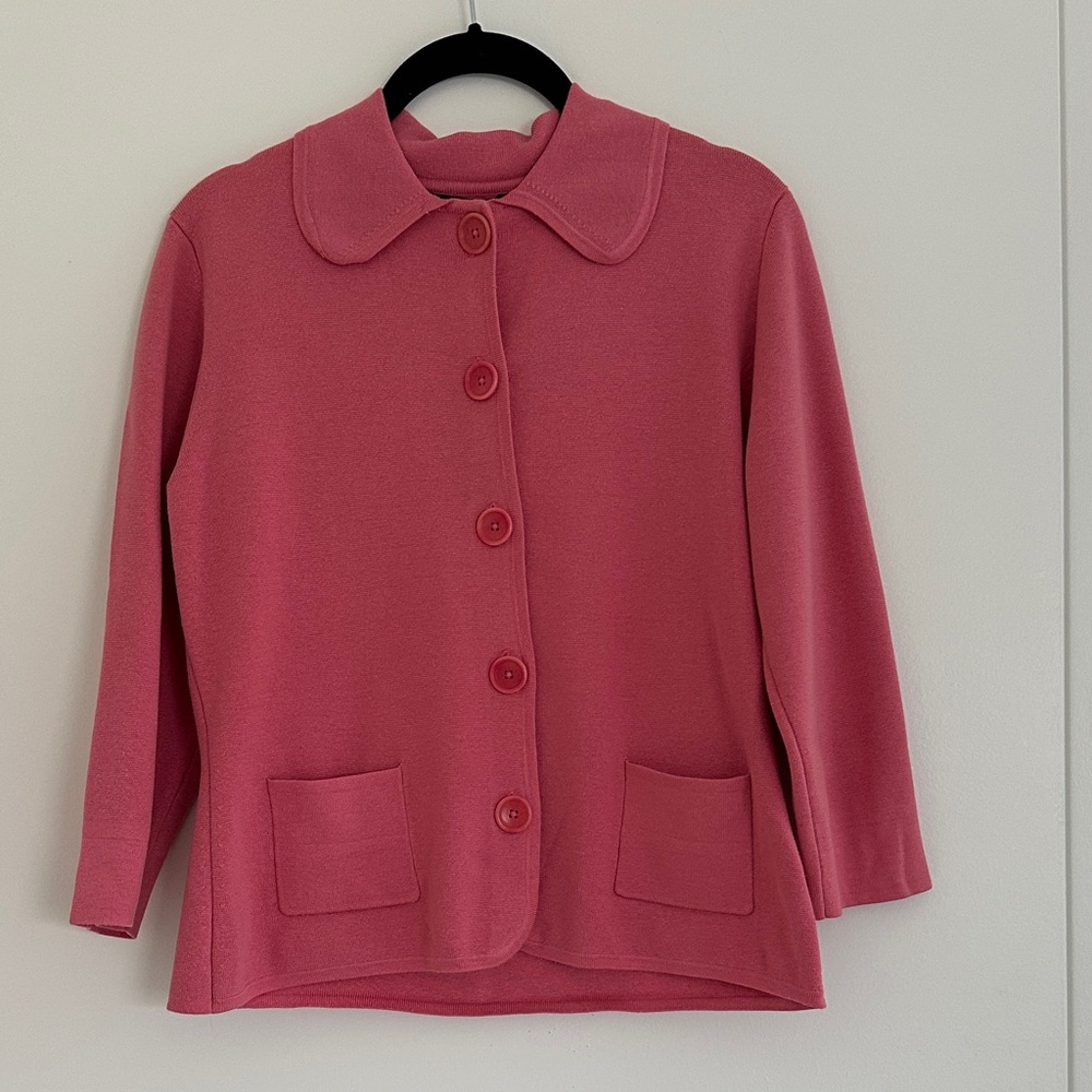 Banana Republic Vintage Silk-Blend Button-Front Cardigan Jacket in Rose Pink